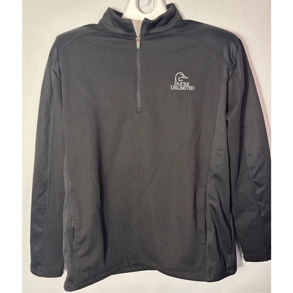 Ducks Unlimited 1/4 Zip Pullover Men XL Black Zip Pocket